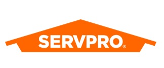 Servpro logo in orange with a stylized roof graphic.