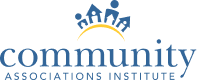 Marin Community Association logo: blue 'community' text with a yellow arc and sun above; 'MARIN' curves over the top.