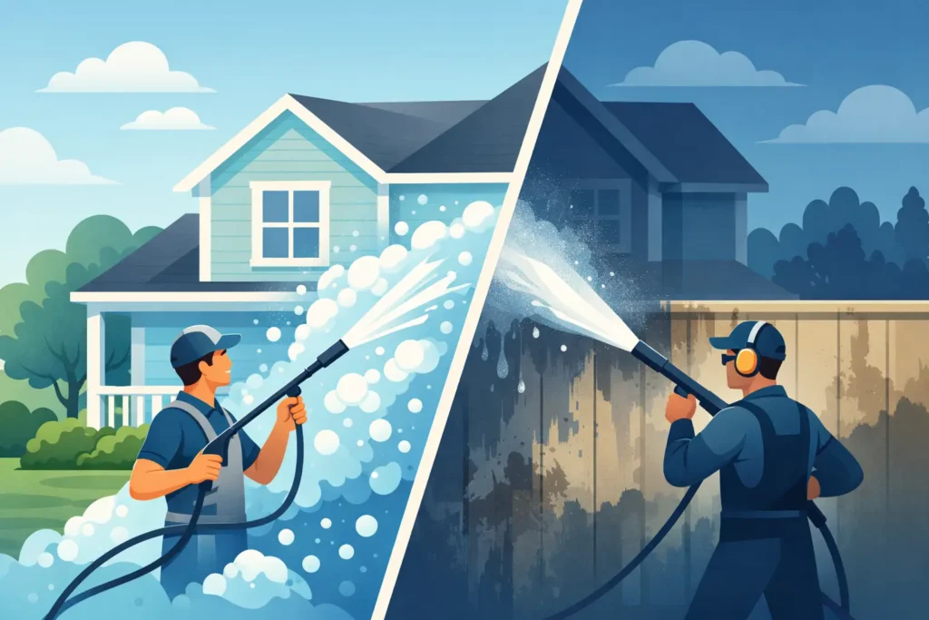 Soft Wash Versus Pressure Wash for Your Property