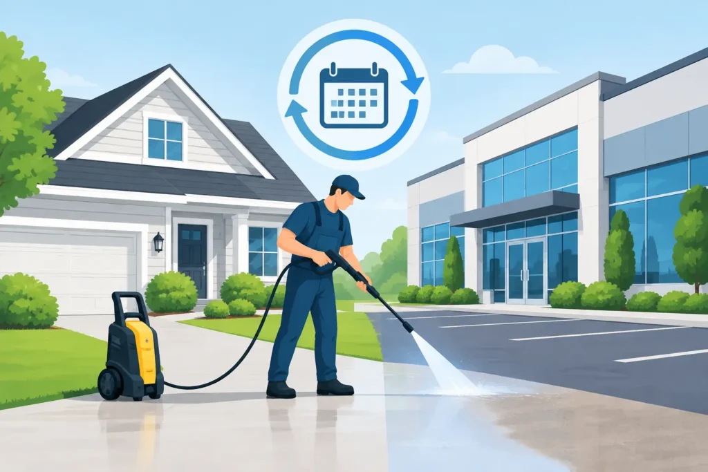 Pressure Washing Frequency for Homes and Businesses